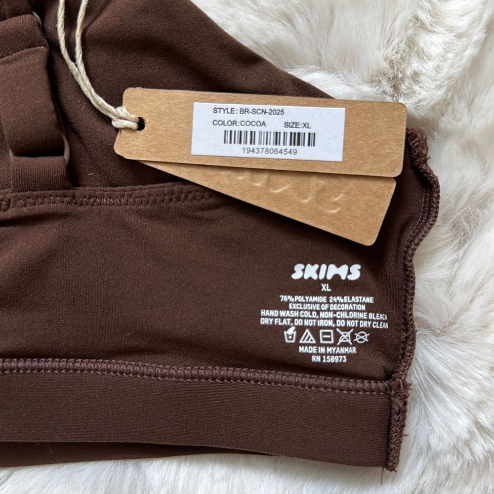 SKIMS Cotton Jersey Scoop Bralette Cocoa Size XL - Picture 7 of 7